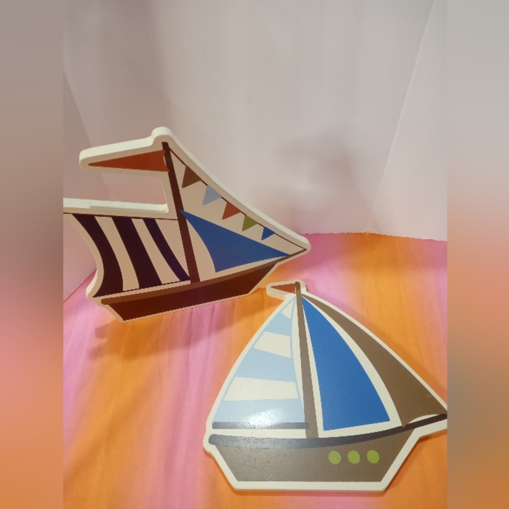 Two Piece Nursery/Boys Sailboat Wall Decor